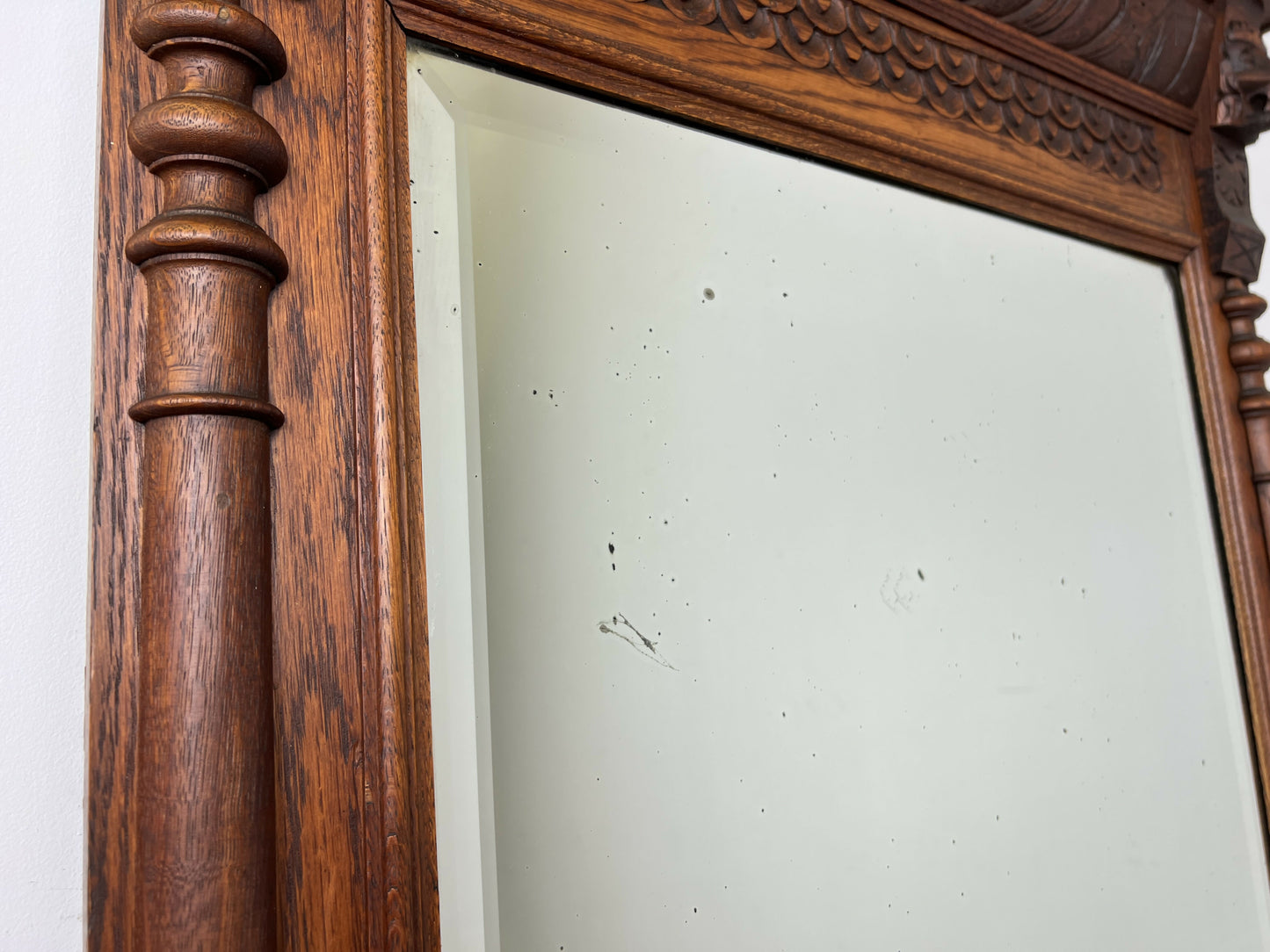 Mirror Antique French Oak Wall Mirror Home Decor Carved Wall Frame LOT 6369