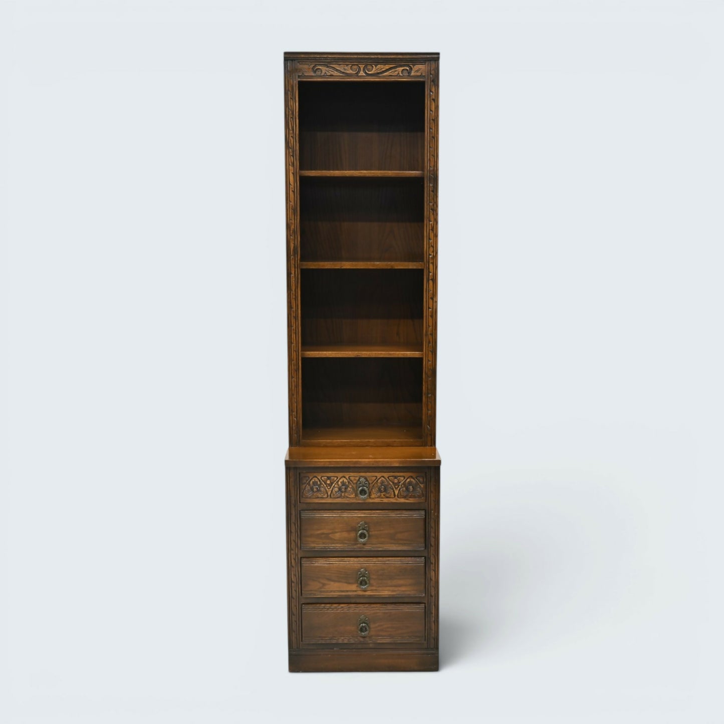 Old Charm Narrow Bookcase 4 Drawers 3 Shelves Light Oak FREE UK Delivery*