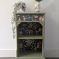Sage Green Upcycled Cabinet – Whimsical Botanical Interior Bookcase//