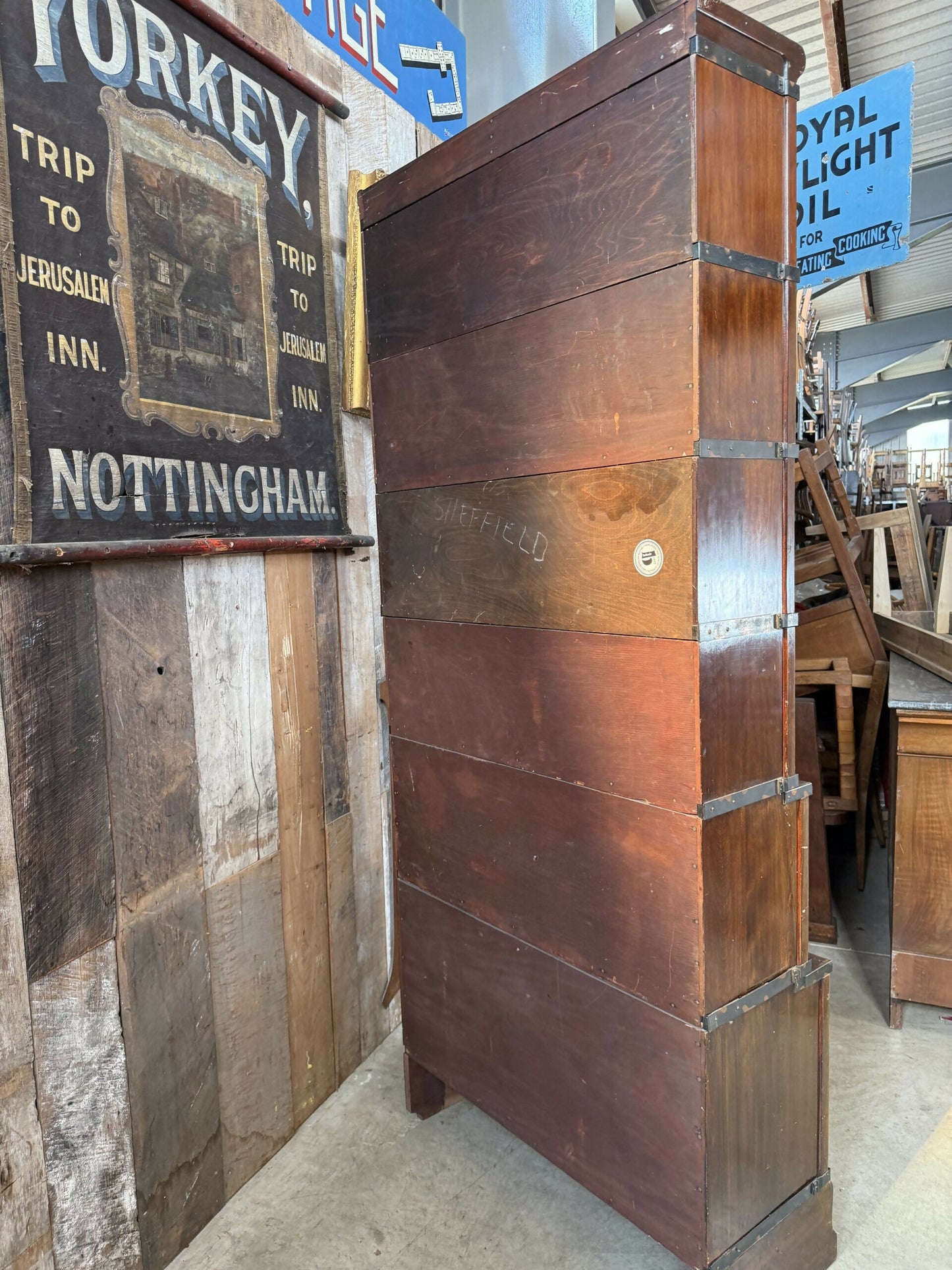 Vintage Modular Globe Wernicke Solicitor Barrister Six Stack Bookcase Glazed Cupboards, c1930