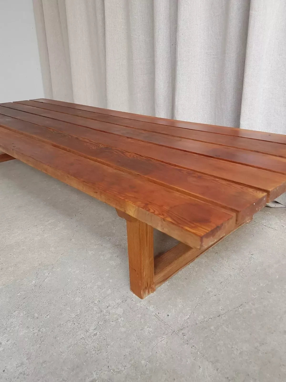 Vintage Mid Century Danish Pine Slatted Bench Seat Coffee Table Scandi Retro R477