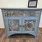 Vintage pale blue and gold drawered cupboard.