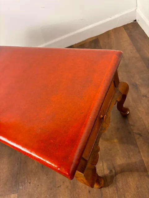 Vintage Leather Top Sewing Box - Stool