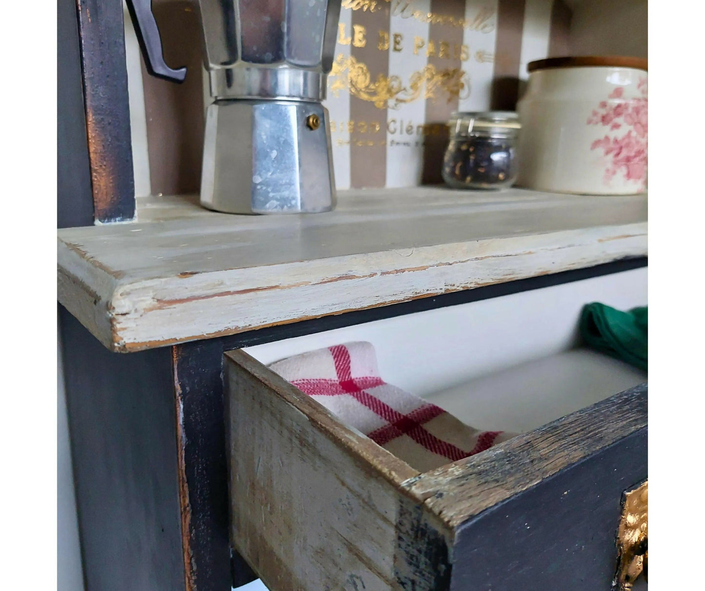 Black Coffee Hutch, Kitchen Dresser, Coffee Nook