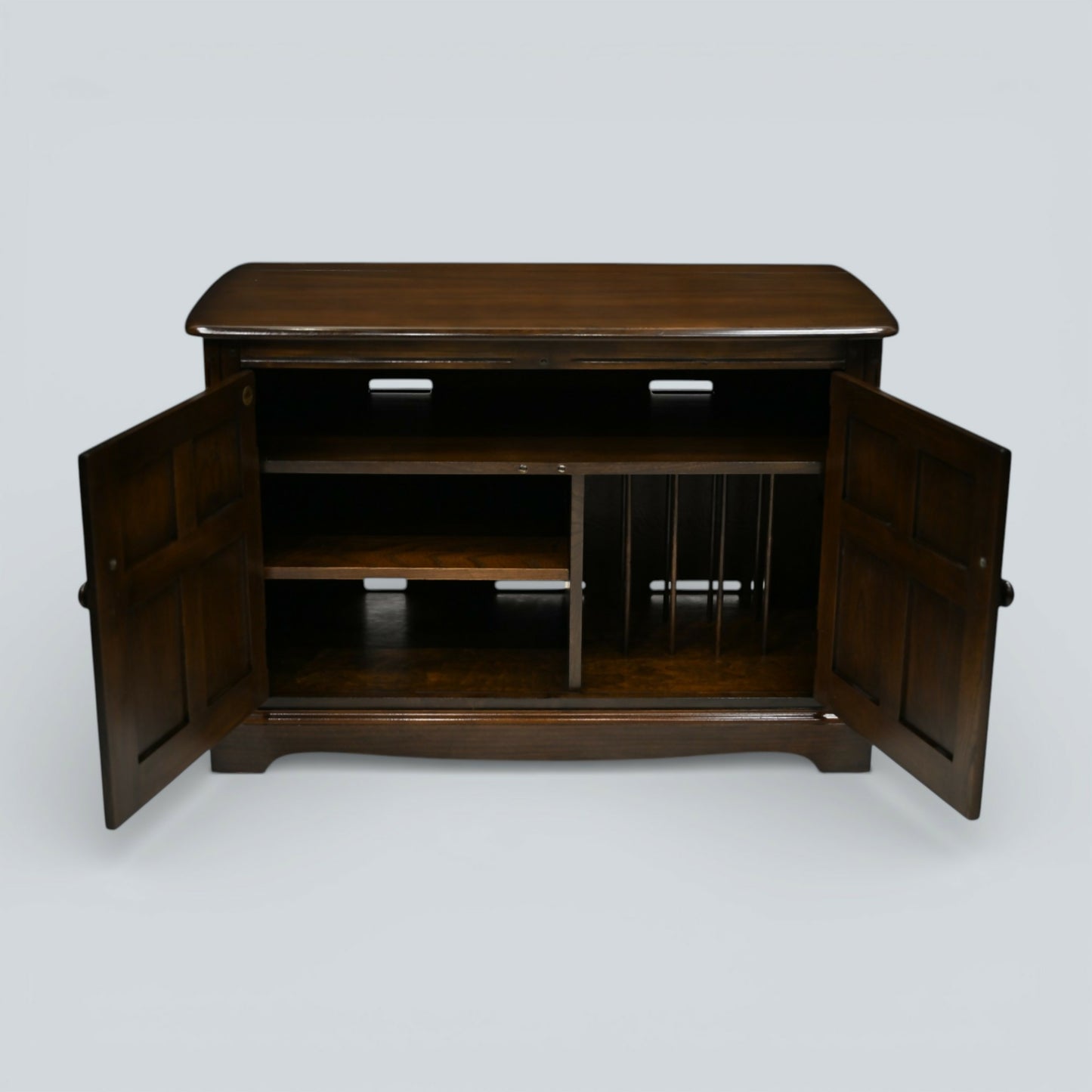 Ercol Malvern Music Hi Fi Cabinet Record Storage Dark Finish FREE UK Delivery
