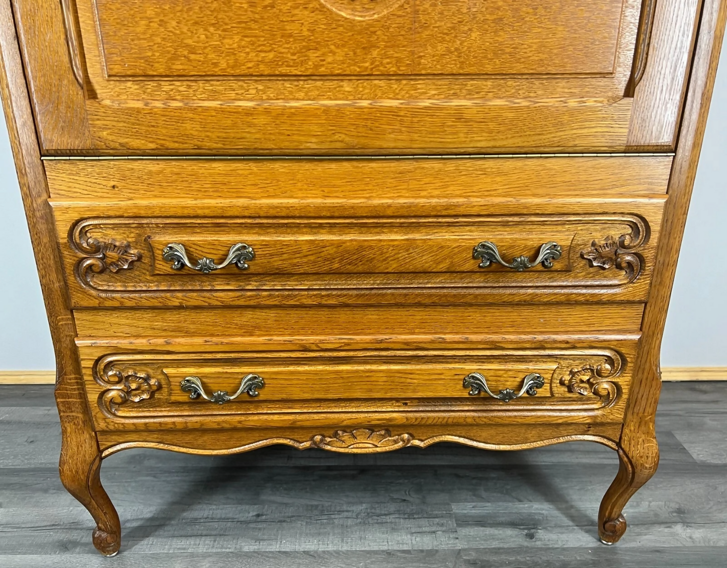 Cabinet Vintage French Louis XIV Style Drop Front Cupboard Sideboard LOT 2646