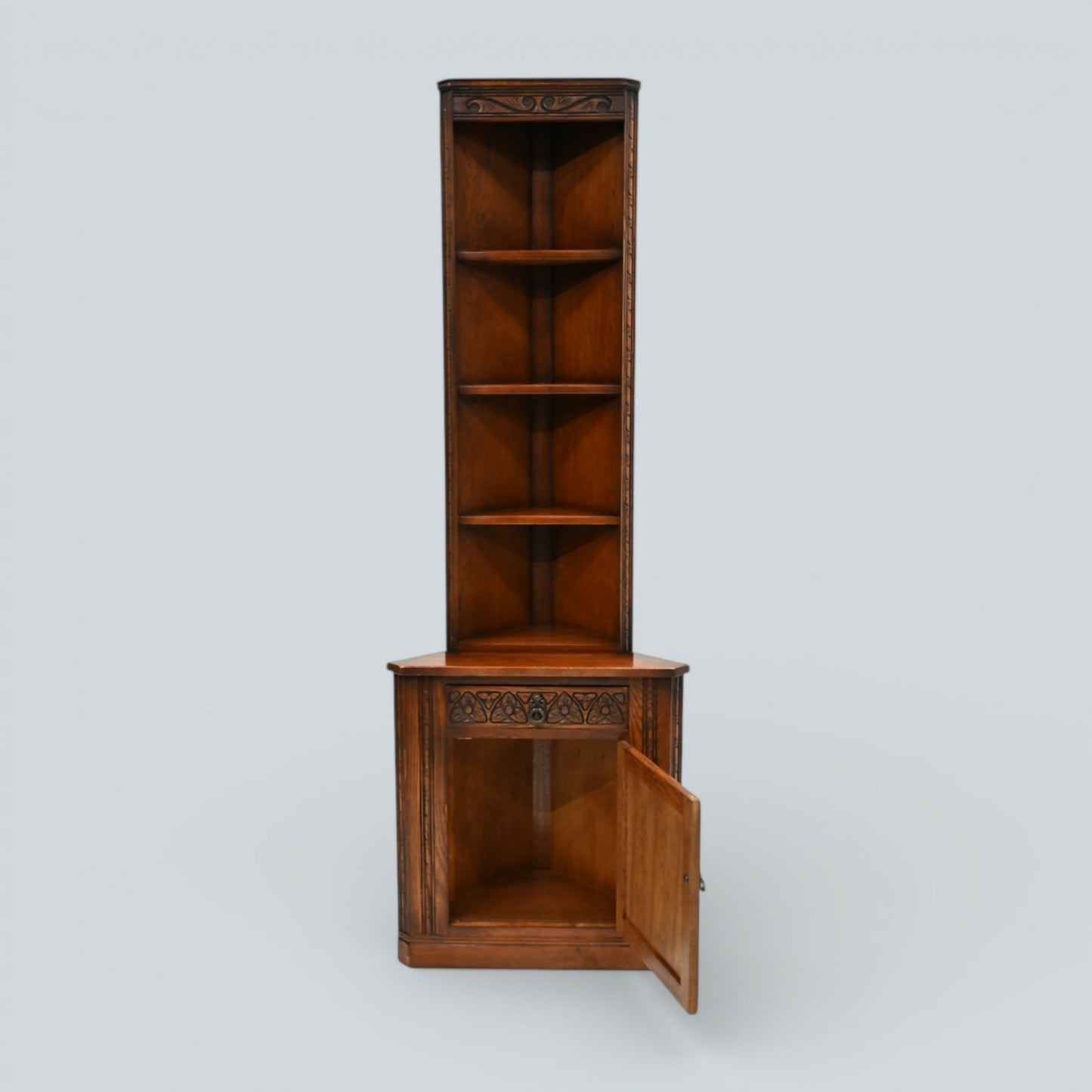 Old Charm Tall Corner Unit with Cupboard and Shelves Carvings FREE UK Delivery