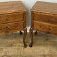 Pair of Bedside Tables Vintage French Louis Oak Nightstands Cabinets LOT 6225