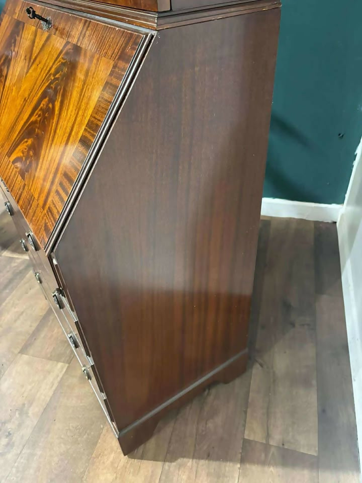 Reproduction Mahogany Astral Glazed Bureau Bookcase
