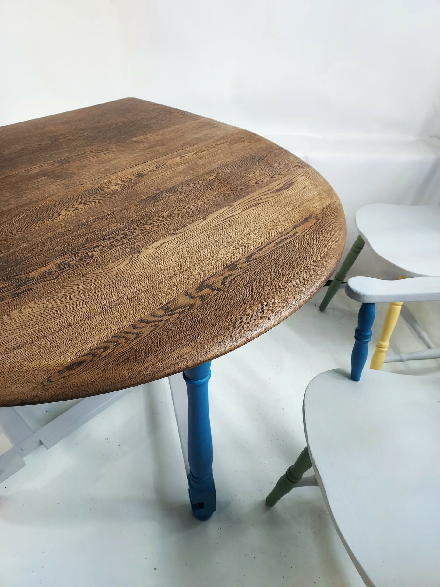 Rainbow Colour Solid Wood Farmhouse Dining Table And Chairs