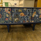 Gplan Midcentury NavySideboard Ocean Sea Fish Print Upcycled Painted SOLD message for commission