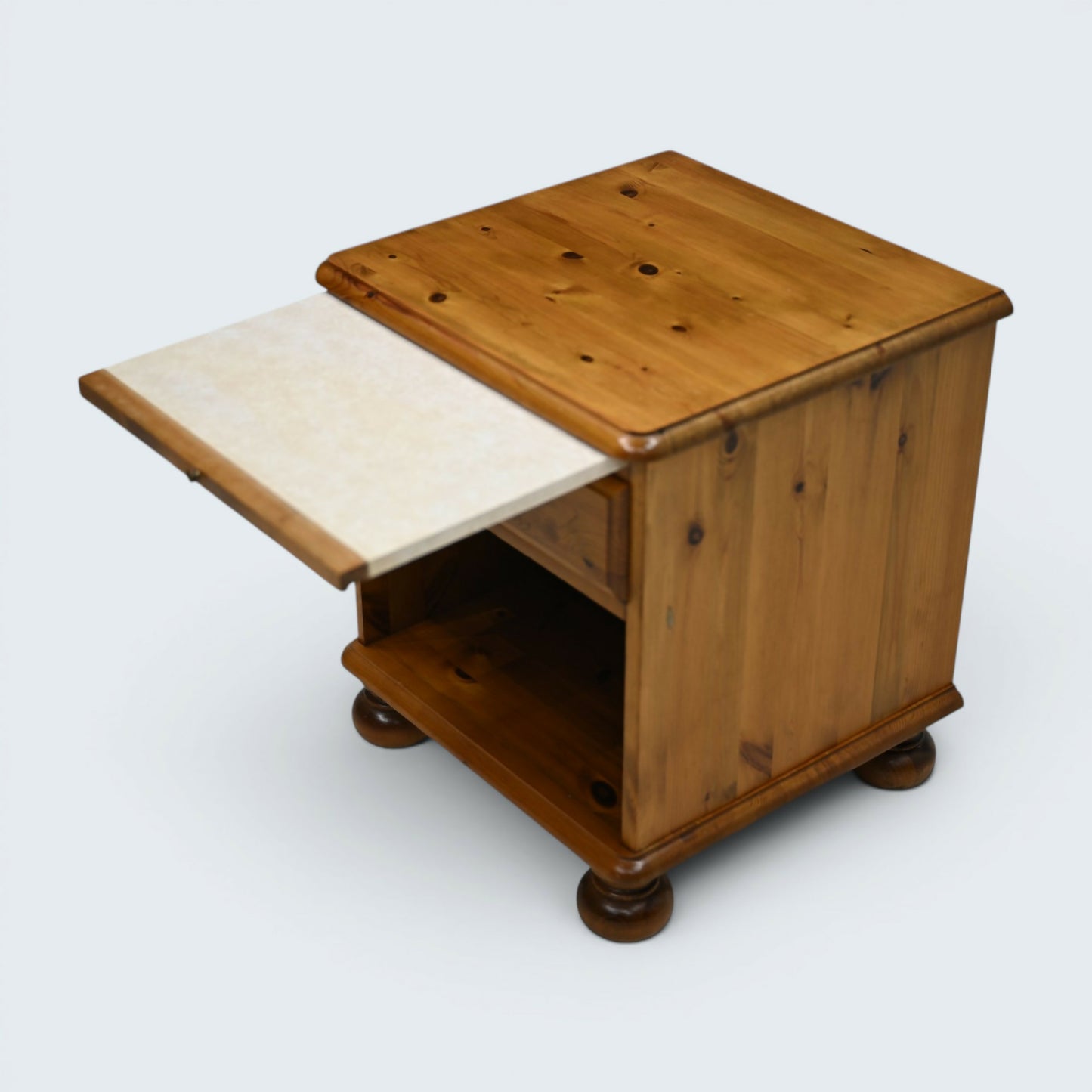Pine Bedside Cabinet Knotted Pine Drawer Bun Feet Ducal Style FREE UK Delivery