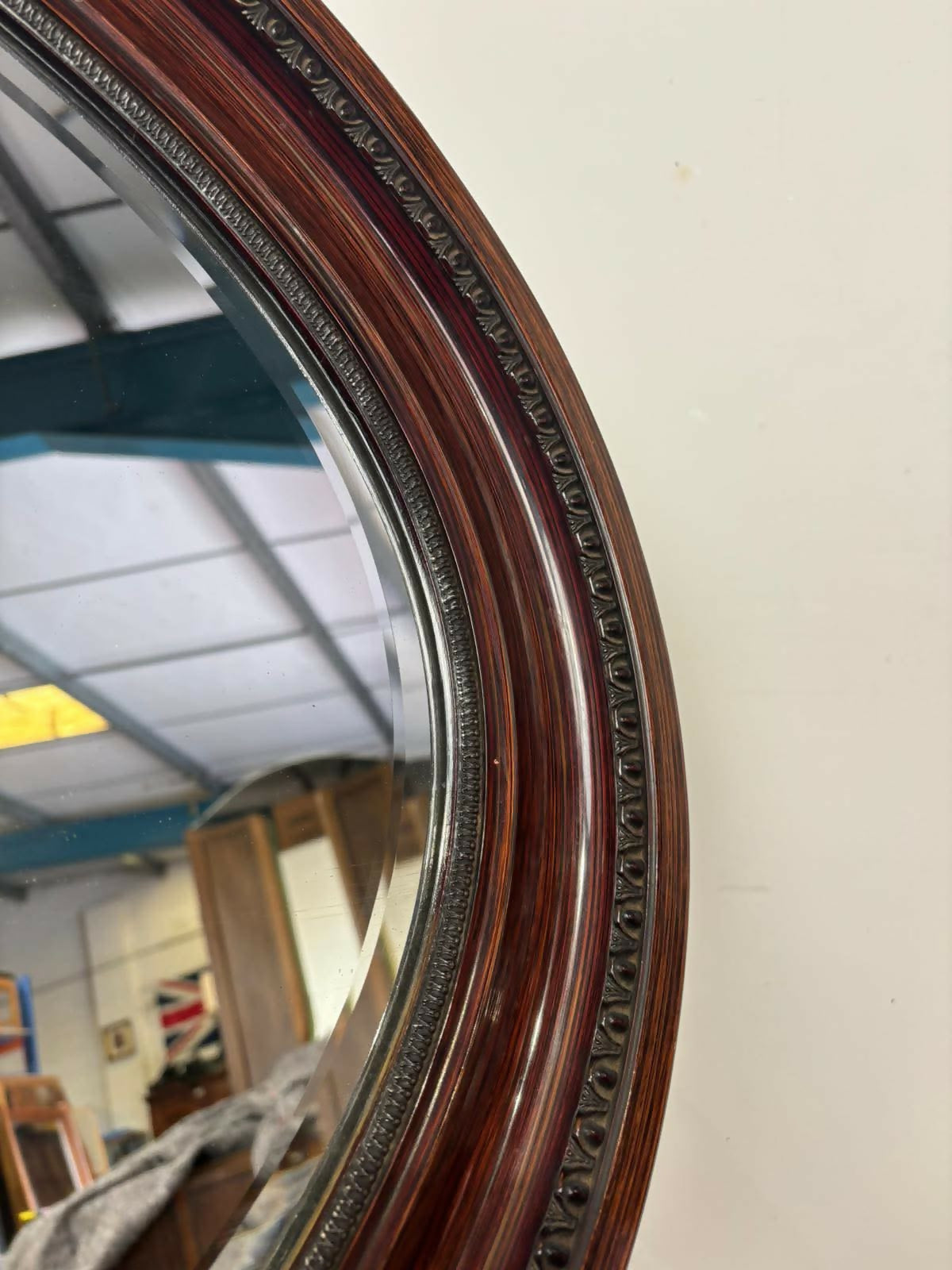 Vintage Mahogany Oval Wall Mirror
