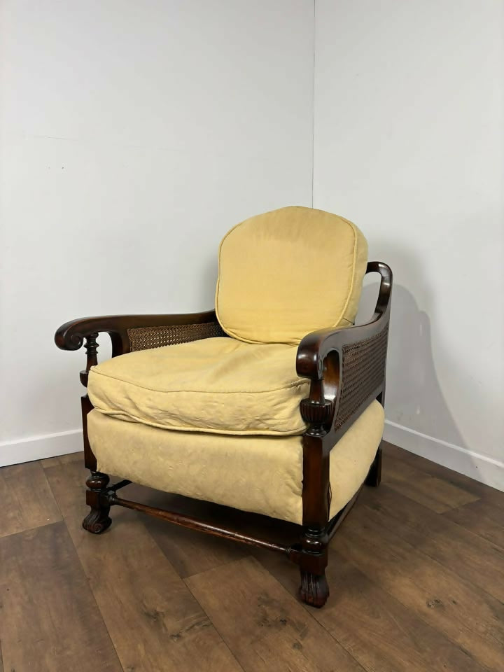 Edwardian Beech Framed Bergère Armchair