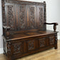 Monks Bench Antique French Style Oak Storage Hall Seat Coffee Bench LOT 6298