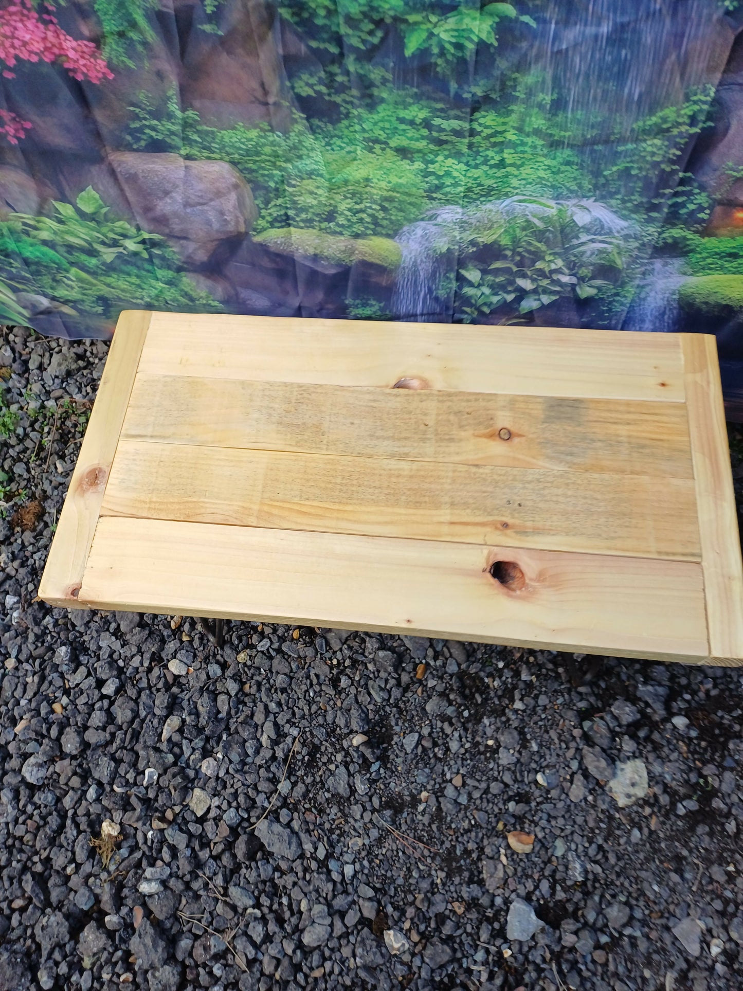 Wooden table with Silver Hairpin Legs