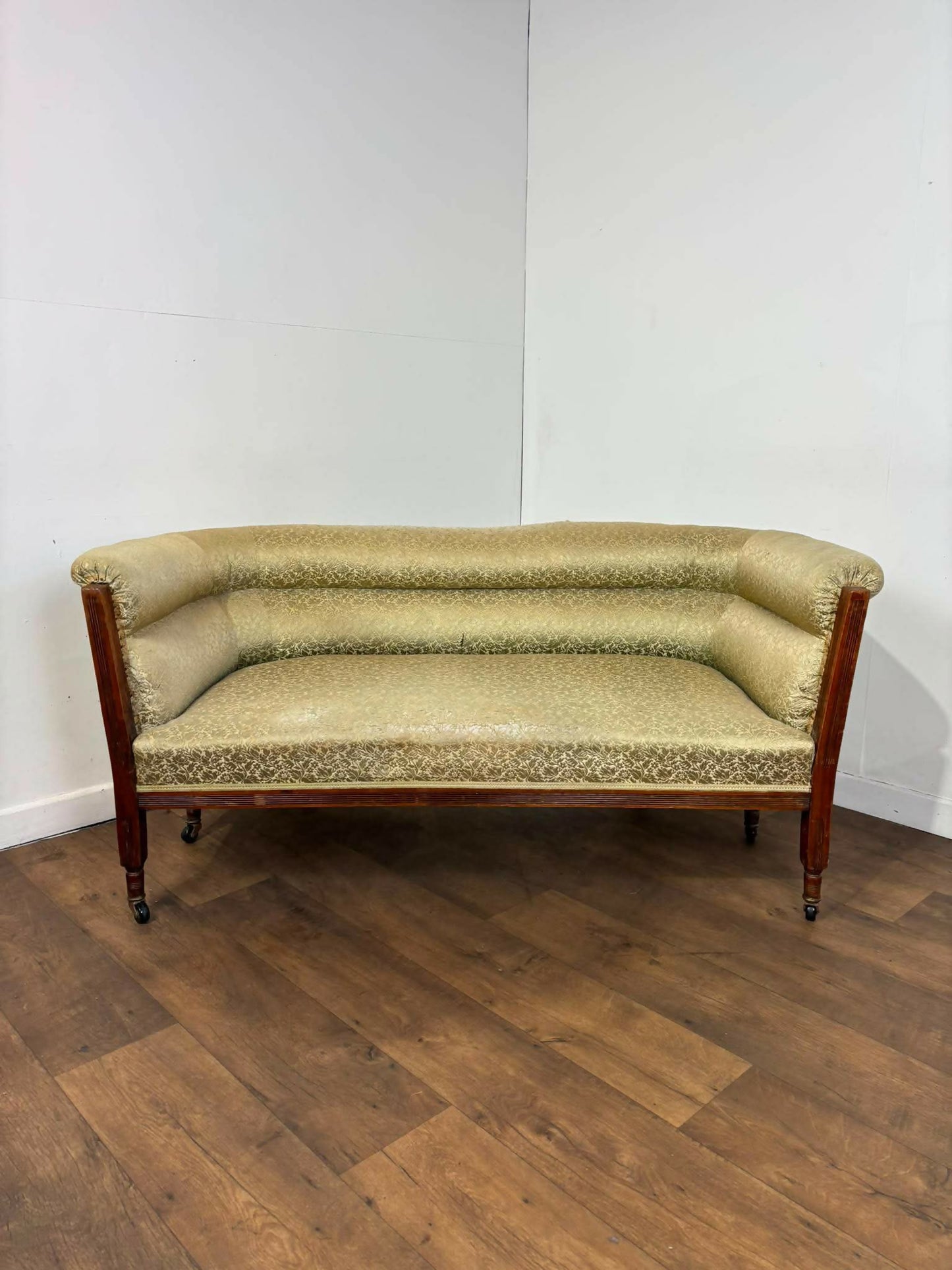 Edwardian Mahogany Upholstered Window Seat / Small Settee