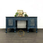 Blue Antique Claw and Ball Double Pedestal Office Desk By Cooke’s Ltd