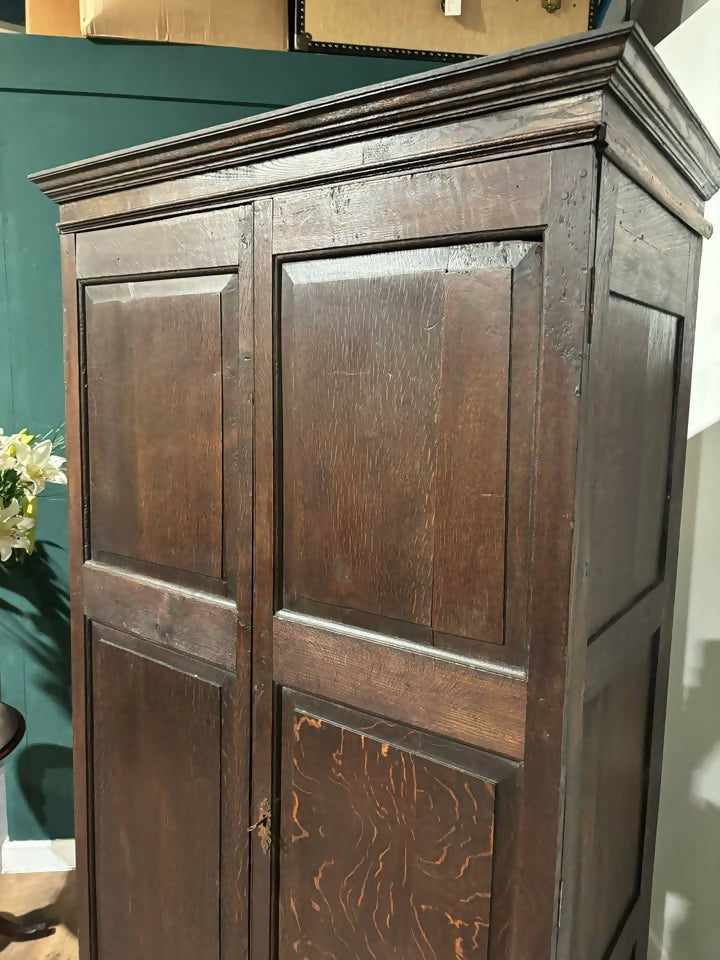 Early Oak Two Door Hall Wardrobe3