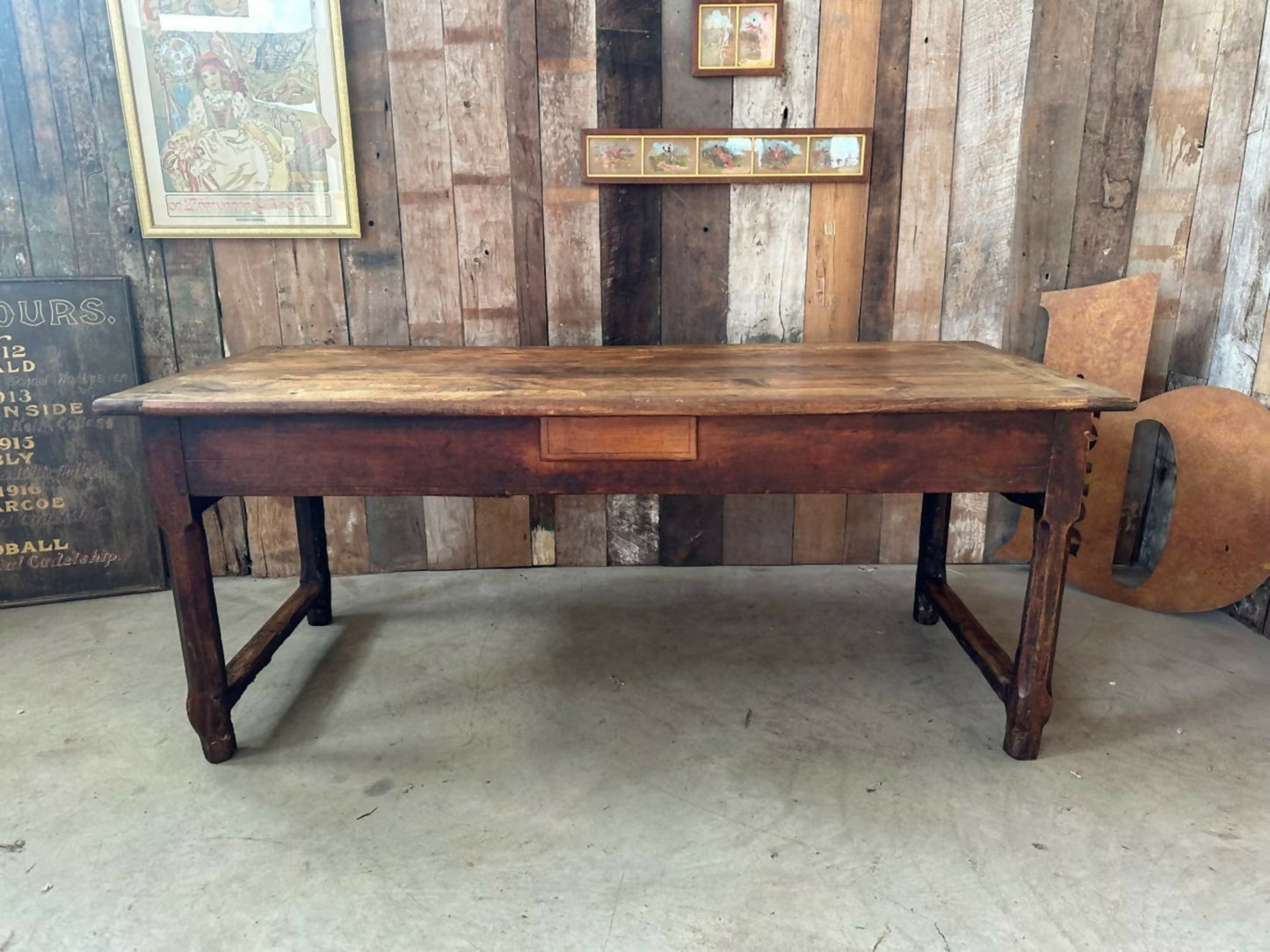 Antique French Fruitwood Refectory Farmhouse Dining Table, c1820. L201