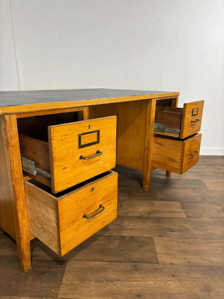 Vintage 1930’s Oak Teacher’s Pedestal Desk