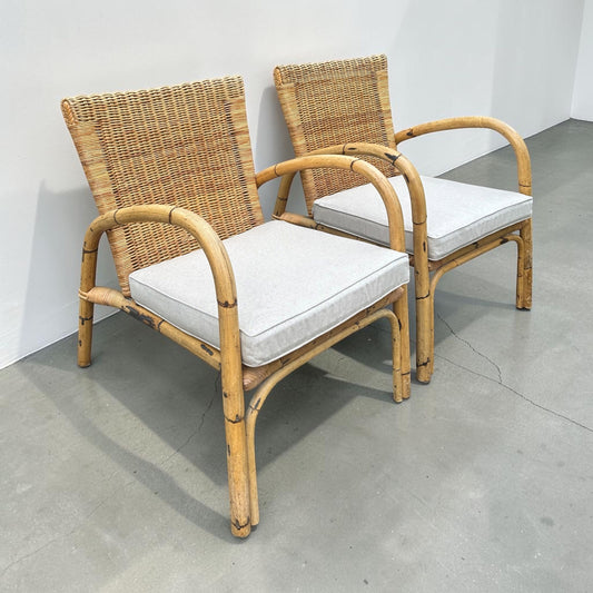 Matching pair of mid century 1970’s Bohemian Modernist Lounge Chairs