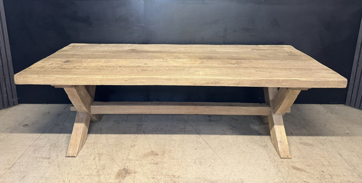 Larger X Trestle Oak Farmhouse Dining Table