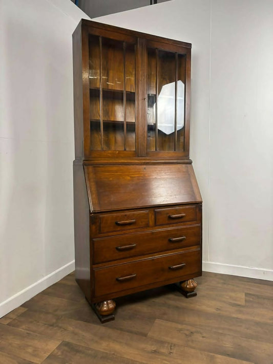 Vintage Oak Bureau Bookcase