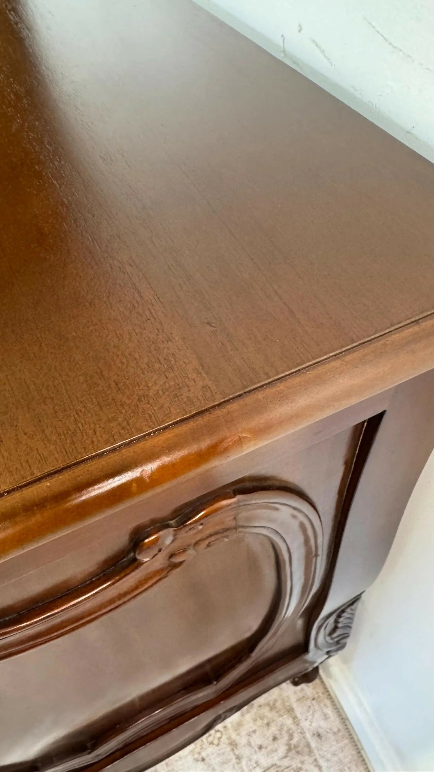 French Rococo style carved mahogany chest of drawers