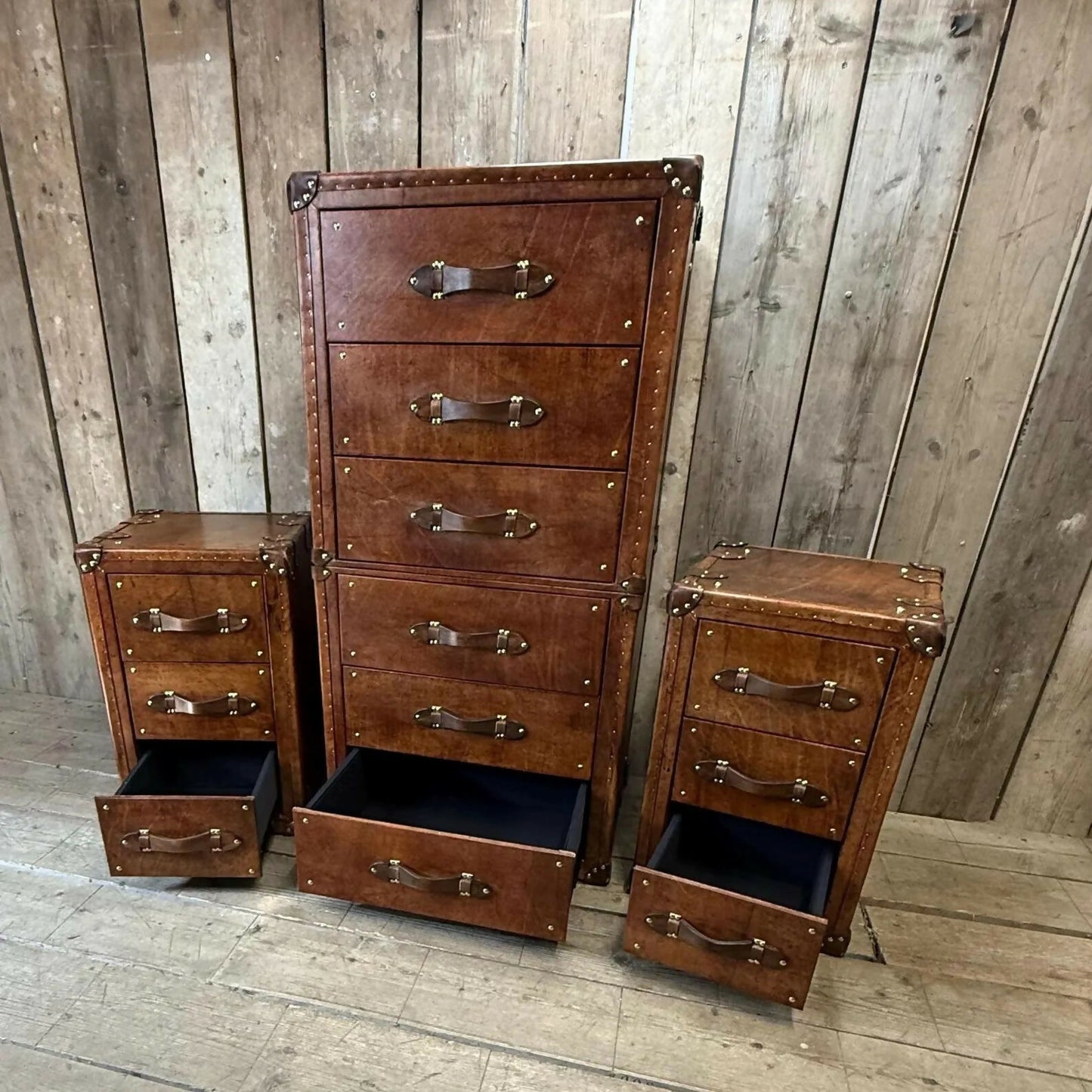 luxury handmade bridle leather bedroom suite set
