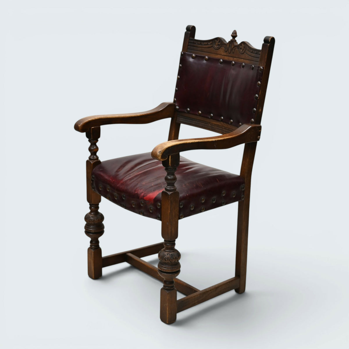 8 Old Charm Dining Chairs Studded Leather Upholstery Light Oak FREE UK Delivery*