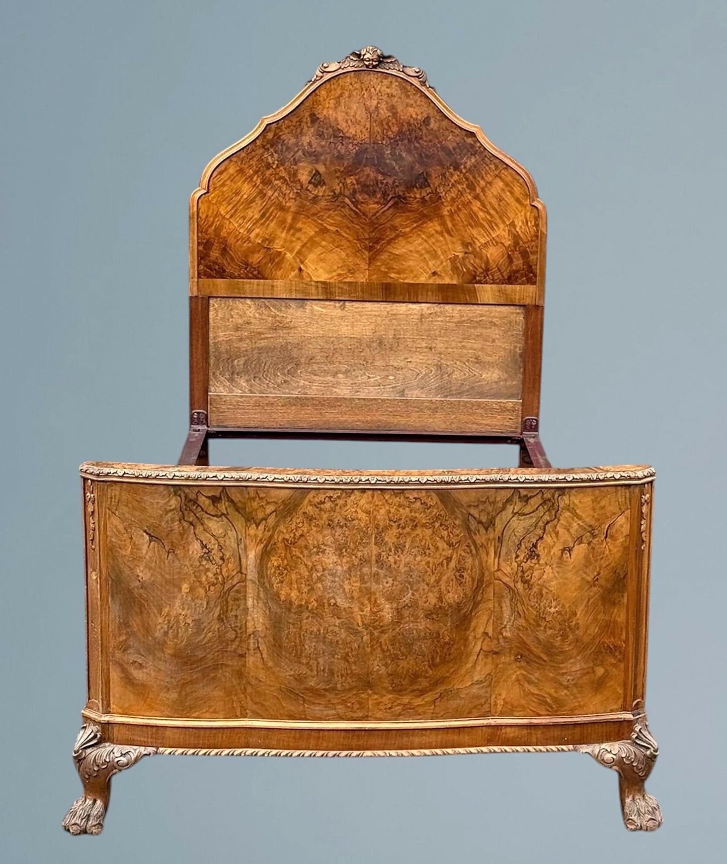 Pair of Antique Burr Walnut Single Beds, Circa 1920