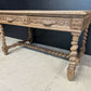 French Bleached Oak Carved Writing Desk