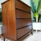 Peppler Furniture Co. 'The Hanover Line' Four Drawer Highboy In Figured Walnut – Canada, C. 1960s