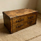 Handmade Vintage Coffee Table, Rustic Drawer Chest, Bridle Leather, English Steamer Style, Solid Hardwood