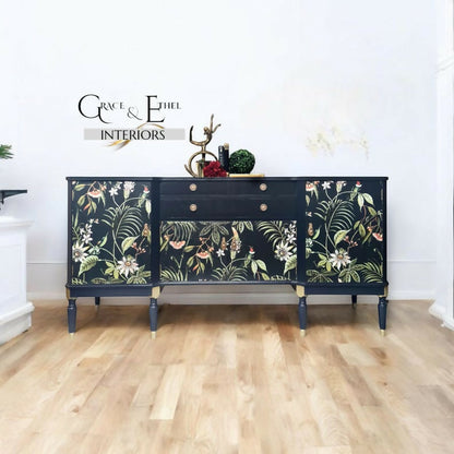 Navy strongbow sideboard, vintage sideboard, tropical furniture