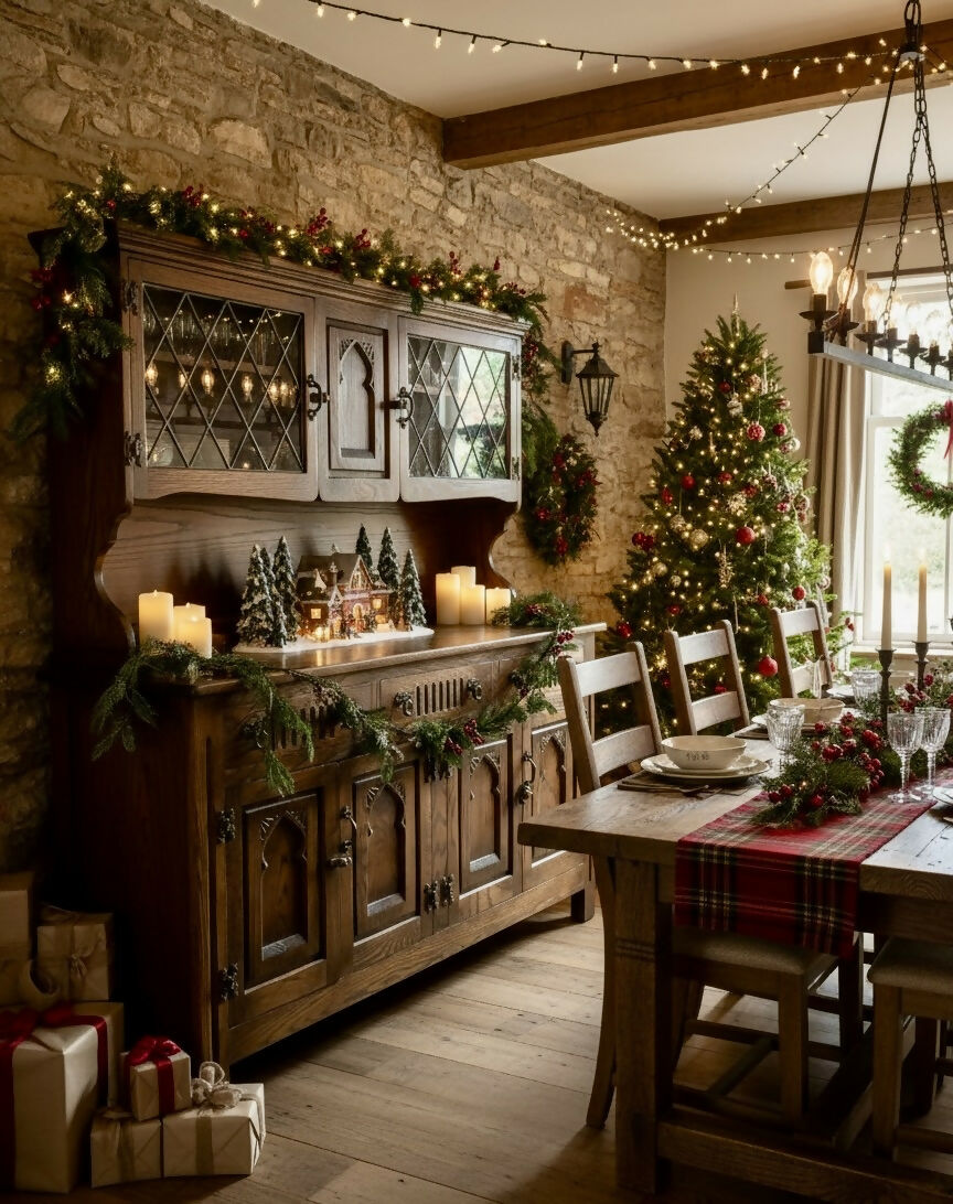 Stained Oak Dresser by Webber Furniture: Leaded Glass Display