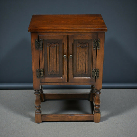 Old Charm Pedestal Cabinet Small Cupboard Bedside Tudor Brown FREE DELIVERY*