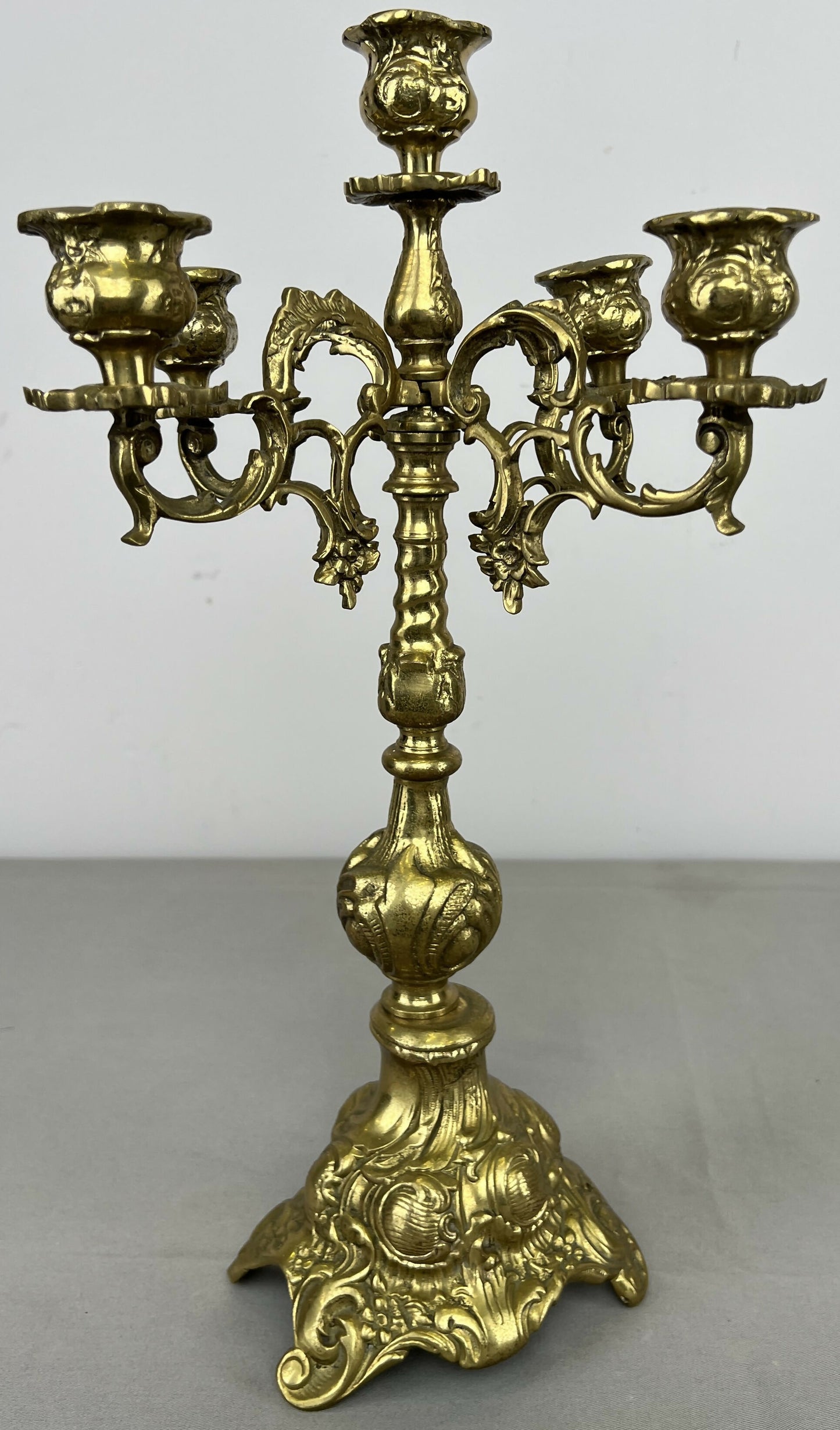 Candelabra Vintage French Style Brass Five Arm Ornate Candle Holder LOT 6423