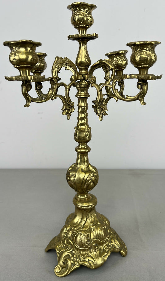 Candelabra Vintage French Style Brass Five Arm Ornate Candle Holder LOT 6423