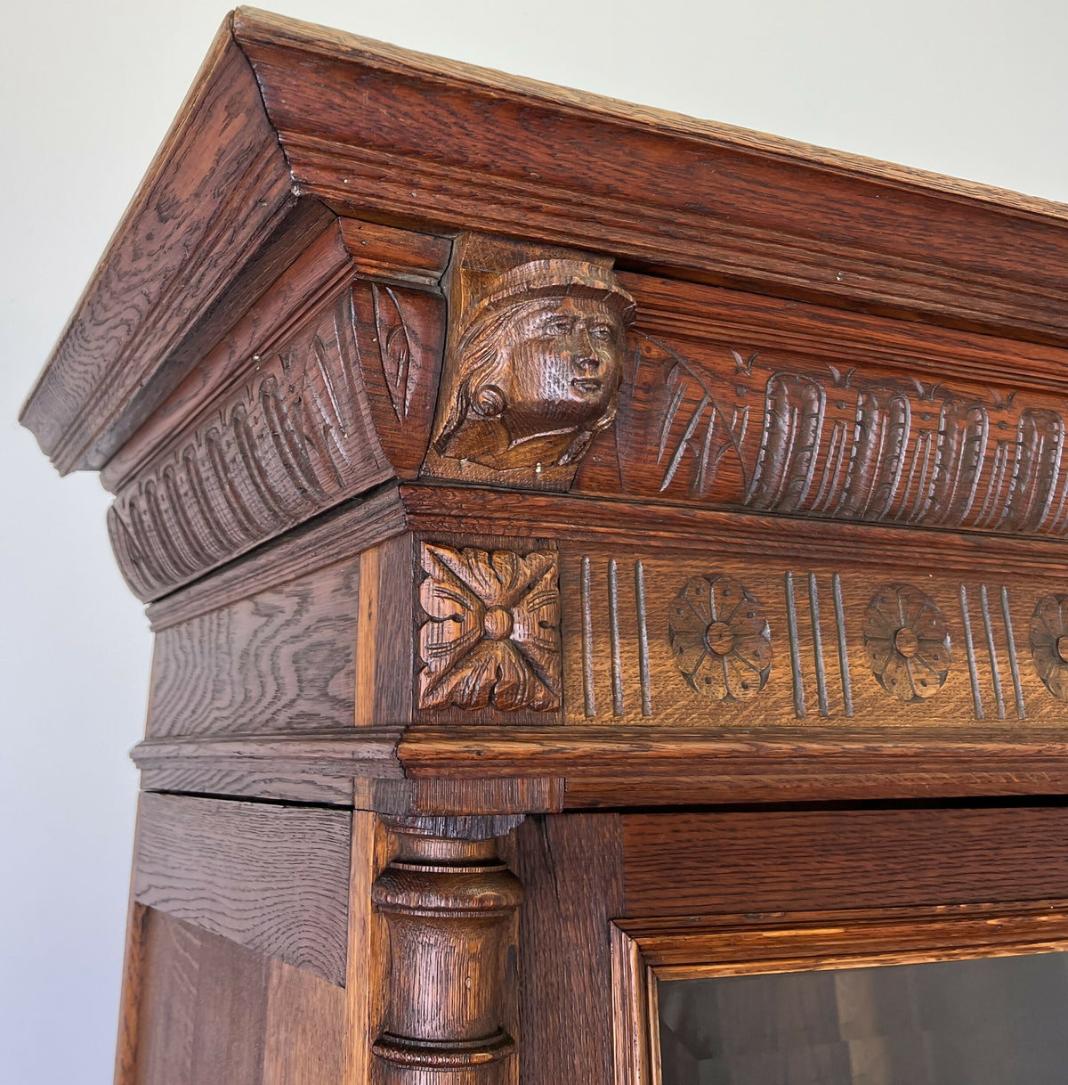 Bookcase Antique French Style Glazed Display Oak Cabinet Sideboard LOT 6513