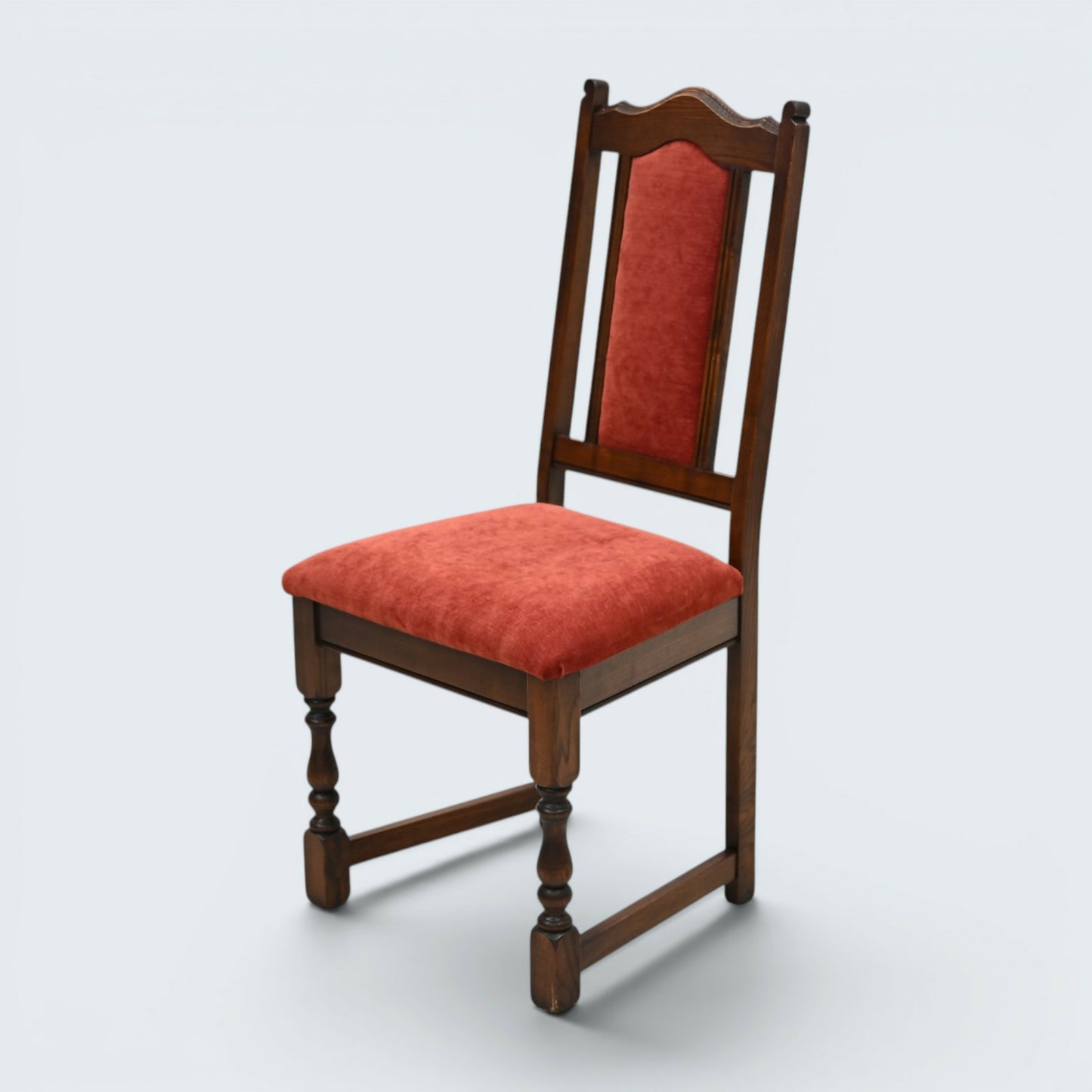 6 Old Charm Dining Chairs Burnt Red Upholstery Tudor Brown FREE UK Delivery