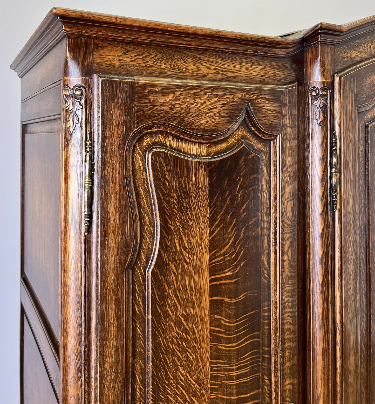 Wardrobe Vintage French Louis XVI Style Four Door Oak Carved Armoire LOT 6454