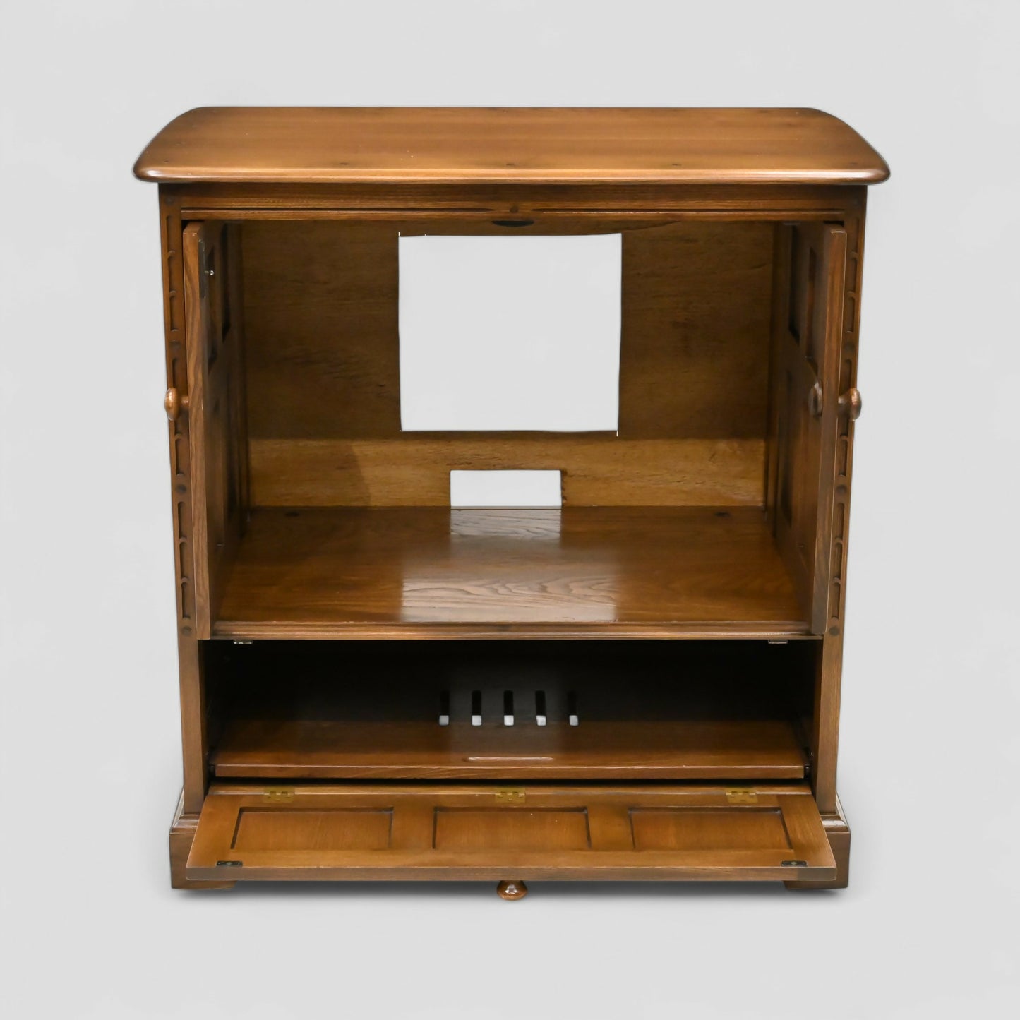 Ercol Mural TV Video Cabinet Golden Dawn Corner Flap Model 839 FREE UK Delivery. SBR10795/0508E