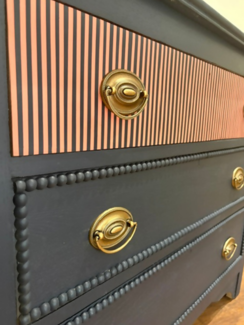 Navy and Coral Striped Chest