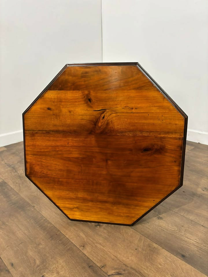 Edwardian Red Walnut Octagonal Window Table on Castors