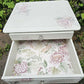 Stag Minstrel beside cabinet with 2 drawers & pullout tray painted in clotted cream