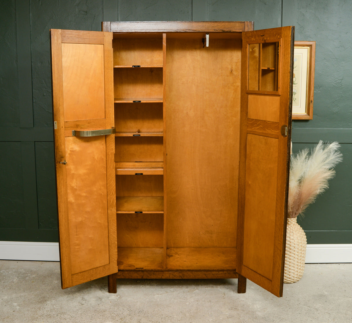 Vintage Oak Gentlemans Wardrobe - 1930s - 1940s