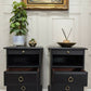 Black Stag Minstrel Pair Of 2 Drawer Narrow Bedside Tables