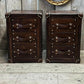 Vintage Handcrafted English Oak Leather Nightstands – Luxury Bedside Tables (Set of 2)